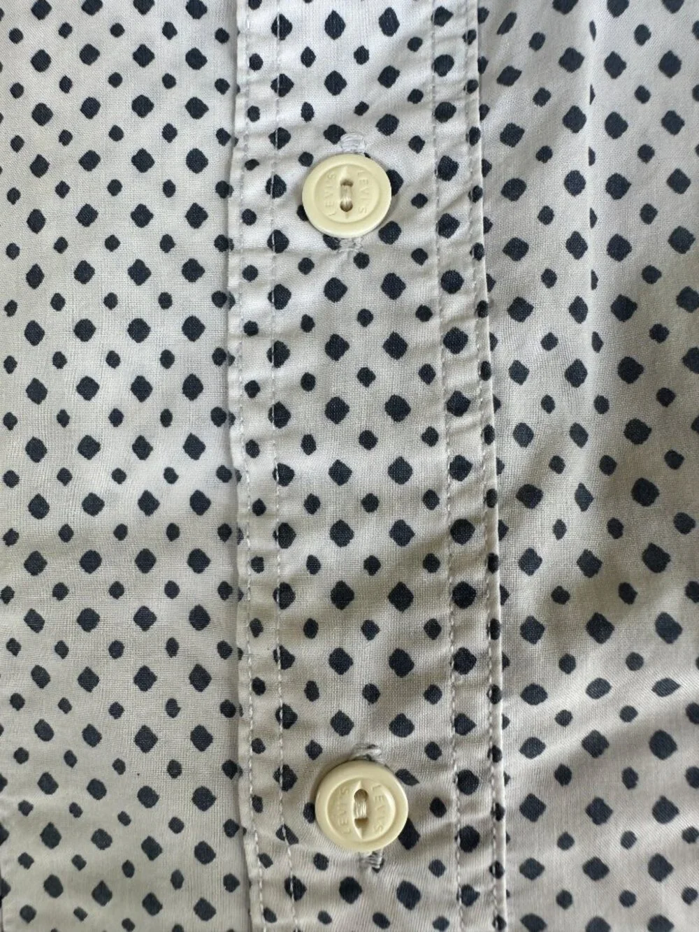 Levi's Standard Fit Men's White Blue Dot Pattern SS Button Front Shirt Large